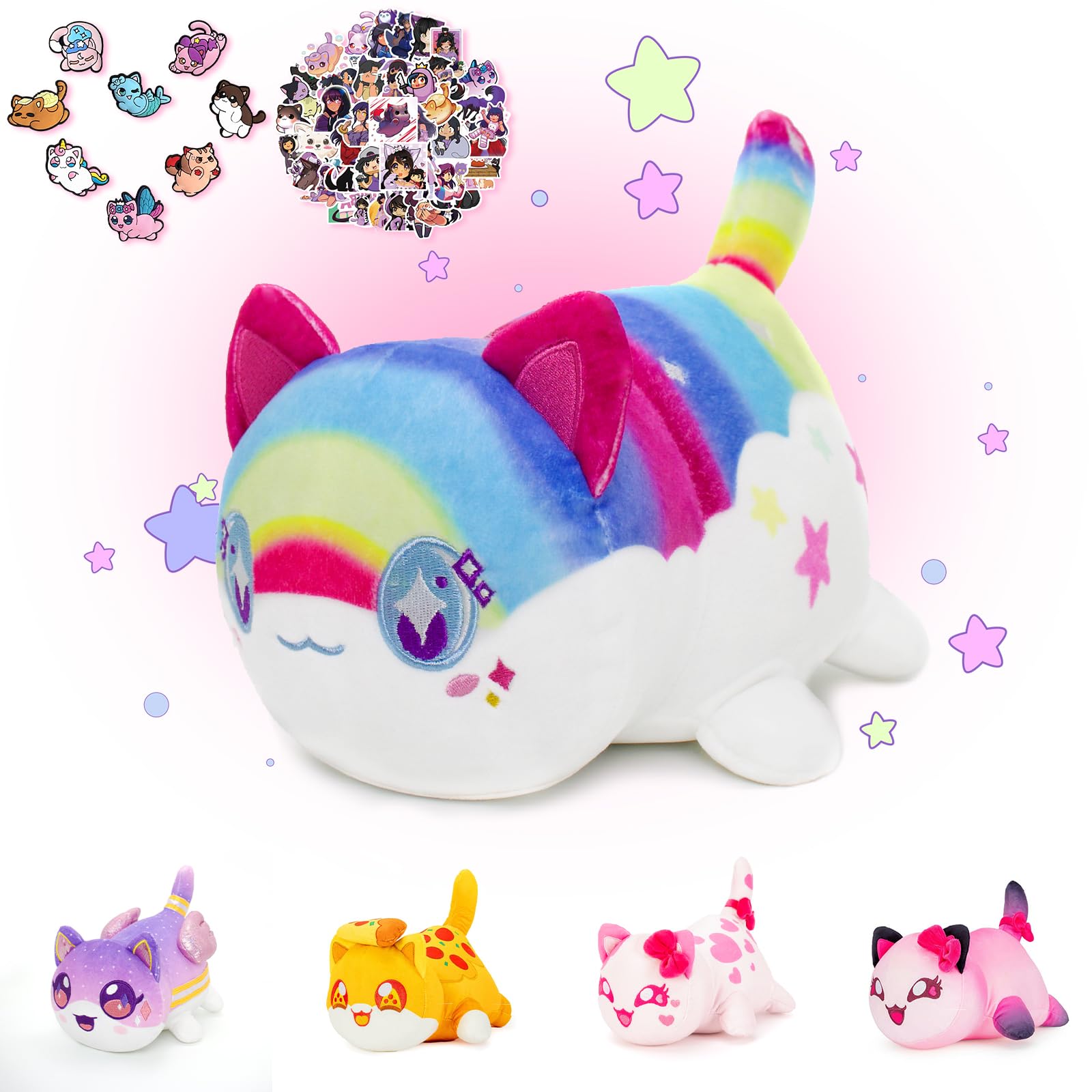 ◎8月特典◎ꕤ*˸ハチミツ柚出品✻*˸ꕤ Amazon.com: 69-PCS丨Rainbow Cat Plush + 60-Sticker - Goddess